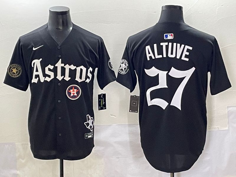 Men 2025 Houston Astros #27 Altuve Black Five generations Joint Name Nike MLB Jersey style 21